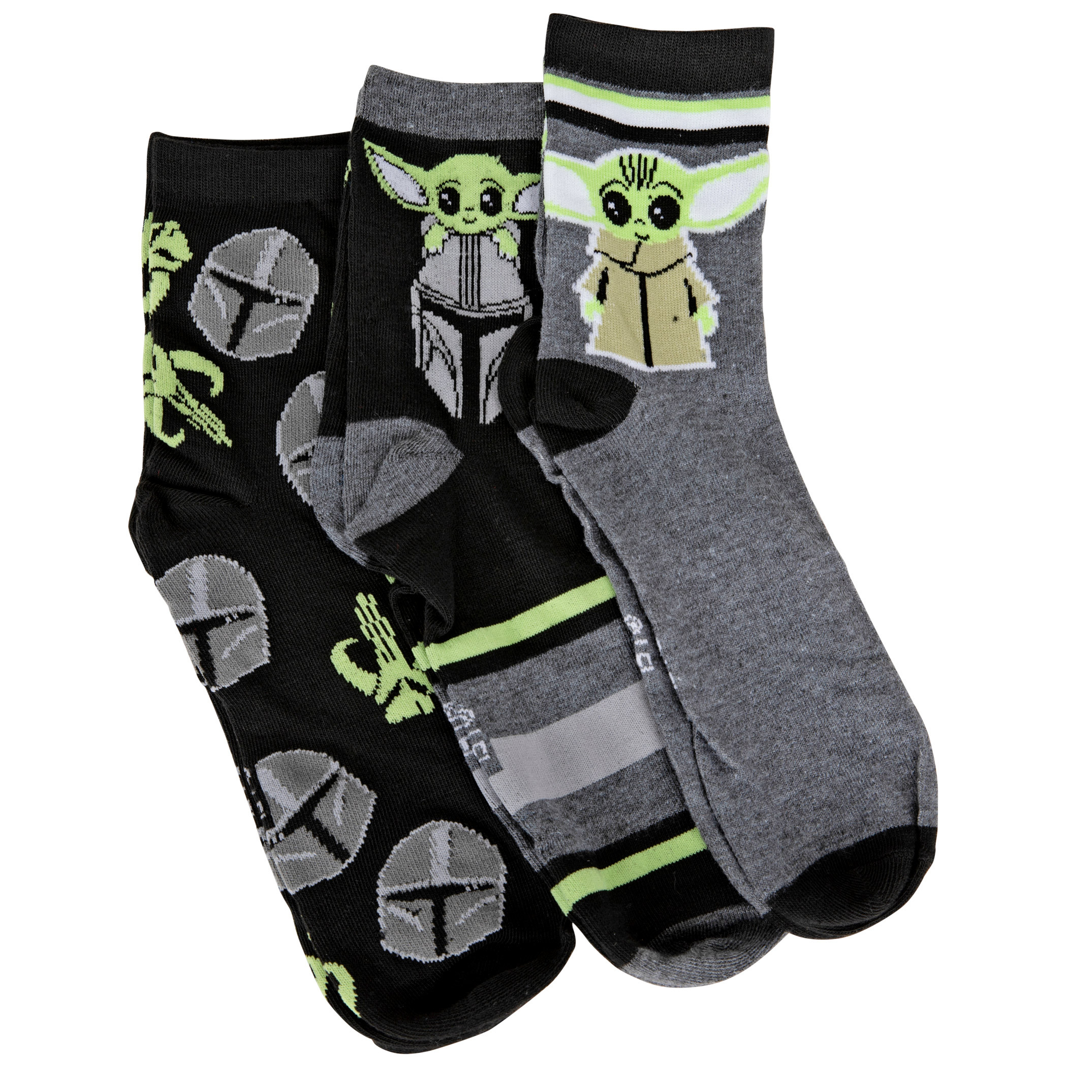 Star Wars The Mandalorian and Grogu 3-Pair Pack of 3/4 Crew Socks